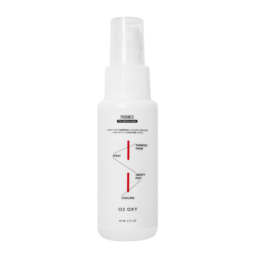 O2 OXY - FARNESOL SPRAY FOR SWEATY FEET Vėsinantis purškalas su farnezoliu nuo kojų prakaitavimo