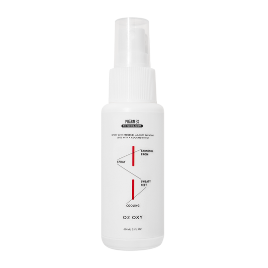 O2 OXY - FARNESOL SPRAY FOR SWEATY FEET Vėsinantis purškalas su farnezoliu nuo kojų prakaitavimo