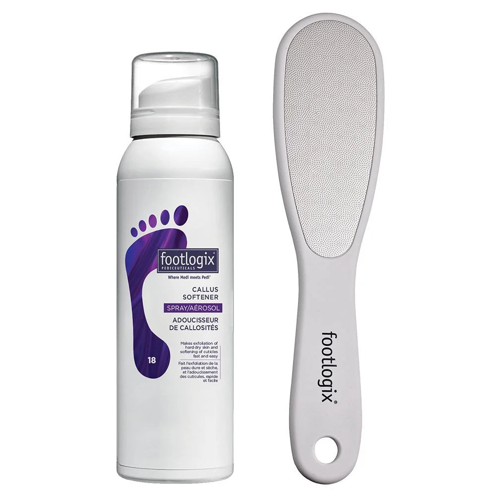 Footlogix rinkinys – Nuospaudų minkštiklis 100ml + pedikiūro dildė Footlogix Skystos priemonės: